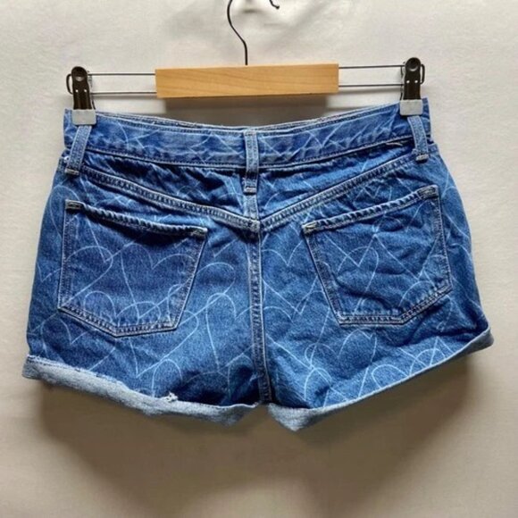 Old Navy Jean Shorts Girls 12 Plus 12+ Blue Hearts High Rise Cuffed Denim EUC - Picture 2 of 6